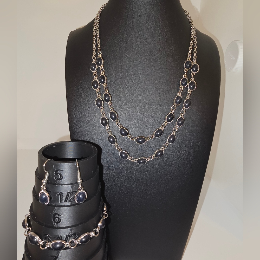 Silver and Black Jewelry Set